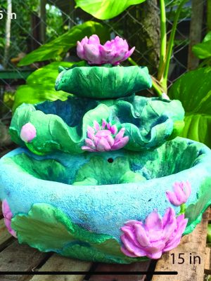 Modern Art Design Circulating Water Lotus Ornaments Resin Material Outdoor Decorative Use